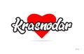 krasnodar city design typography with red heart icon logo