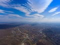 Krasnodar region, city of Apsheronsk and the river Pshekha. Drone photo. Royalty Free Stock Photo