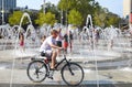 Children and adults swimming in the fountain of Krasnodar Royalty Free Stock Photo