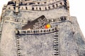 Krasnodar, Russia-December 7, 2020: a Mastercard Bank card peeks out of a jeans pocket. Close up