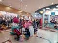 visitors at the SBS Megamall shopping center decorated with festive Christmas decorations