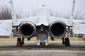 Military aircraft fighters at the airport. Old decommissioned aircraft. Krasnodar airfield.