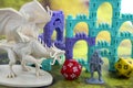 Playing board game `Elven Castle` dragon, elven castle, dices Royalty Free Stock Photo