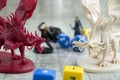 Playing Dungeons and Dragons. Miniature fugures of rpg characters, skeleton in a cloack holding Royalty Free Stock Photo