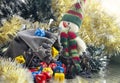 Playing Dungeons and Dragons. Dices, and rpg characters. Christmas New Year decorations. Royalty Free Stock Photo