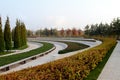 Stone labyrinths of paths in the Park of the Galician city of Krasnodar. Russia