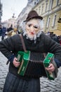 Krasnoilsk, Ukraine - January 14, 2020: Ancient pagan ritual of Malanka Malanca , performed olny by unmarried men.