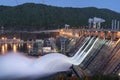 Krasnoyarsk hydroelectric power station-draining water from two locks in the evening to prevent the risk of flooding