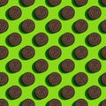 Krasnoyarsk, Russia, August 30, 2020 Oreo cookies. Seamless symmetrical texture with hard shadows