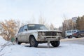 Krasnoyarsk, Russia, August 10, 2019: Russian retro Lada 2106 car on the street abandoned or stolen.