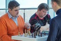 Krasnoyarsk, Russia-January 28, 2018 : city blitz tournament in chess club, public open. Men playing chess at the table