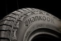 Krasnoyarsk, Russia, June 20, 2020: Hankook tire logo on a black background, on the side of the tire.