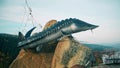 Krasnoyarsk, Russia-September 30 2018:monument king-fish, the observation deck on the Yenisei River