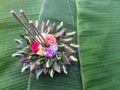 Krathong fabrication of natural materials for Loy Kratong Festival.