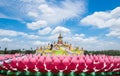 Krathong flower large building culture asia in temple