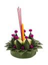 Krathong made of banana leaf and flowers for floating in the Lay Krathong Festival with clipping path Royalty Free Stock Photo