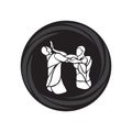 Krav maga silhouettes. Two abstract fighters pictogram