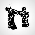 Krav maga silhouettes. Two abstract fighters pictogram