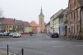 Kravare, Czechia - March 06, 2023: little square with Church