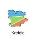 Krefeld City Map illustration. Simplified map of Germany Country vector design template