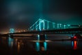 Krefeld-Uerdingen Bridge illuminated at night Royalty Free Stock Photo