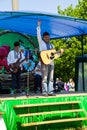 National Ukrainian musical group in ethnic costumes acts on Strawberry festival