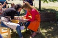 Pottery master class on a street festival