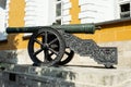 The Kremlin Arsenal facade in Moscow Kremlin and its cannons. Russia.