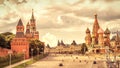 Moscow Kremlin and Cathedral of St. Basil on the Red Square Royalty Free Stock Photo