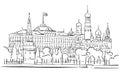 Kremlin, Moscow, Panoramic Greeting Card Sketch