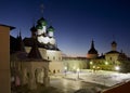 The Kremlin of Rostov the Great at night, the tower, the Church of Hodigitria and Red chamber Royalty Free Stock Photo