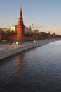 Kremlin's tower at Red Suare and river in Moscow.