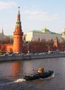 Kremlin's tower at Red Suare and river in Moscow.