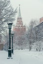 Kremlin tower, city park in the center of Moscow Royalty Free Stock Photo