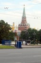 Kremlin tower. Manezh Square. Moscow. Evening