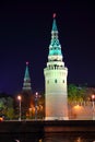 Kremlin tower at night in Moscow