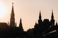 The Kremlin towers on Red Square at sunset in Moscow.Russia Royalty Free Stock Photo