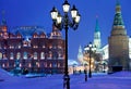 Kremlin towers in winter snowing night