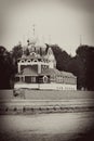 Kremlin in Uglich. Vintage style sepia photo.