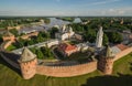 Kremlin in Velikiy Novgorod, aerial view Royalty Free Stock Photo