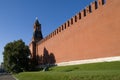 Kremlin wall and tower Nabatnaya in Moscow