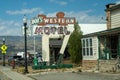 Sign for Bobs Western Motel, a small hotel with a vintage neon sign