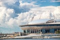 Krestovsky Stadium is Saint Petersburg, Russia against cloudy sk