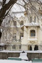 Kretzulescu Palace view from Cismigiu park in a winter day Royalty Free Stock Photo