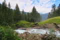 Krimml waterfalls in high tauern mountain range national park a Royalty Free Stock Photo