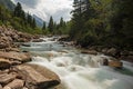 Krimmler Ache river is flowing through the Krimmler Achental valley Royalty Free Stock Photo