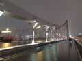 Krimskiy bridge through Moscow river near Gorkiy Park Moscow