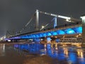 Krimskiy bridge through Moscow river near Gorkiy Park Moscow