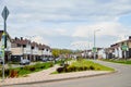 Kriov, Russi - September 08, 2019: Street in a small town, green lawn and houses in a summer Royalty Free Stock Photo