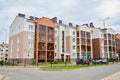 Kriov, Russi - September 08, 2019: Street in a small town, green lawn and houses in a summer Royalty Free Stock Photo